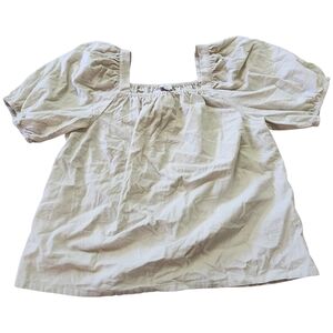 Loft Cream Puff Sleeve Square Neck Corduroy Blouse Sz. S